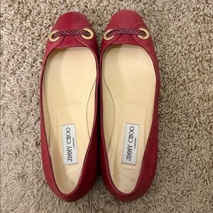 Jimmy Choo Red Leather Ballet Flats